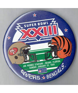 Vintage 1989 Super Bowl XXIII 23 Bengals 49ers 3&quot; Pin Button - £18.56 GBP