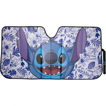 Lilo and Stitch Blue Florals Accordion Car Sunshade Blue - $36.98