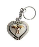 1990s Vintage Hawaii Aloha Keychain Metal Spinning Charm Dolphins Heart F8E - $27.15 CAD