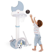 4-In-1 Kids Basketball Hoop with Moon-shaped Electronic Scoreboard and P... - $94.29