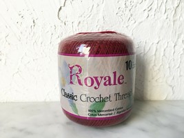 J &amp; P Coats Royale Classic Crochet Thread Size 10 Cotton - Color Burgundy #492 - £5.15 GBP
