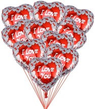 Heart Foil Balloons,Valentine Engagement Wedding Party Decorations, 10 Pcs (Red) - £12.69 GBP