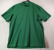 Lands&#39; End T Shirt Mens Size Large Green Nylon Short Casual Sleeve Crew ... - $17.49