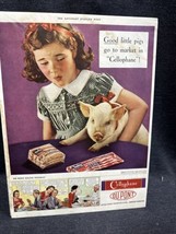 Vintage Saturday Evening Post ad Cellophane Pigs Bacon - £6.22 GBP
