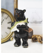 Western Rustic Fishing Black Bear Holding Largemouth Bass Fish Figurine ... - £17.23 GBP
