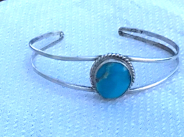 Child’s Sterling Cuff Bangle Turquoise HANDMADE - £49.74 GBP