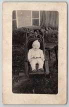 RPPC Darling Baby In Unique Wicker Stroller Thompson Salem IA Postcard U30 - £14.30 GBP