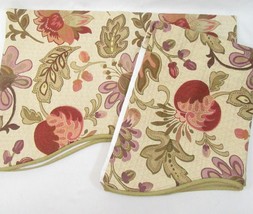 Victor Mill Jacobean Floral Multicolor Quilted 2-PC Scalloped Valances - £44.76 GBP