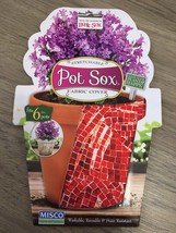 Red Square Stretchable Pot Sox Fabric Cover 6&quot; Pot Plant Cover - £4.25 GBP