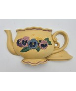Vintage 1995 Burwood Pansy Teapot Wall Pocket Plaque Country Farmhouse D... - $11.00 CAD