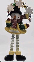 Wooden Snowman With Metal Legs Christmas Ornament Handmade/Painted Movin... - $14.84