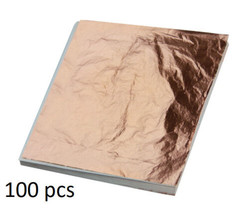 100 Pieces Gold Leaf Gilding Sheets Red Gold Color High Quality 16X16cm - $14.64