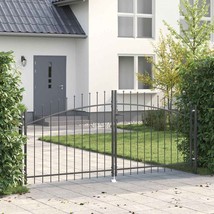 Garden Gate with Lock Gray 39.4" x 118.1" Steel - $268.49
