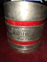 Vintage Savory Sift Chine Metal Double Screen Flour Sifter Red Stripes F... - $27.60