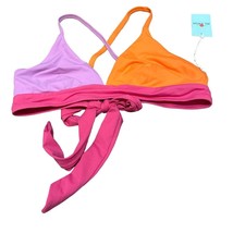 Marine layer plunge bikini top colorblock tie back size small new with tags - $458.40 MXN