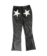 Nasty Gal Black High Rise White Star Bum Flare Vegan Leather Pants sz 8 ... - $28.33