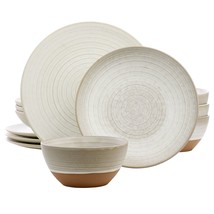 Gibson Elite 12 Piece Dreamweaver Round Earthenware Dinnerware Set in Matte Whit - $153.49