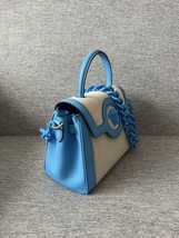 Versace $2525 La Medusa Handbag in Blue Leather &amp; Canvas, Missing Strap ... - $1,460.25