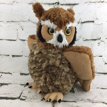 Wild Republic Great Horned Owl 12” Plush Brown Yellow Eyes Stuffed Animal  - £11.67 GBP