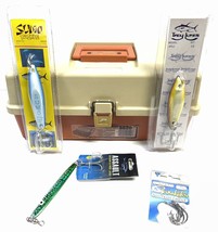 Vintage Plano 5520 Fishing Tackle Box 2 Tray Beige Orange Plastic &amp; Accessories - £30.95 GBP