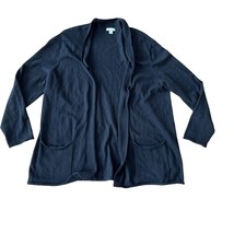 J Jill 100% Love Linen Cardigan Large Navy Blue Open Front Lightweight - $16.82