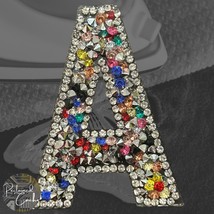 Letter A Multicolor Rhinestone Iron On Patch Applique Embellishment - $5.50 CAD