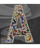 Letter A Multicolor Rhinestone Iron On Patch Applique Embellishment - $4.00
