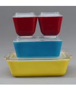 Retro Complete 8 Pc Pyrex Refrigerator Casserole  Dish Set Primary Colors - $94.39