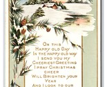 Greeting Card Holly Happy Christmas UNP Embossed DB Postcard U27 - $2.92