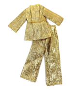 Barbie Clone Vintage Doll Clothes Outfit Gold Metallic Pant Suit Mod Top... - £47.01 GBP