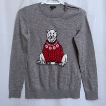 Talbots Petites Sweater Women&#39;s Small Grey Polar Bear Lambswool - £11.93 GBP