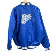 Cardinal Vintage Blue Satin Men Jacket Nylon Embroidered Varsity Extra L... - $56.94