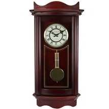 Bedford Clock Collection Weathered Chocolate Cherry Wood 25 Inch Wall Clock wit - $137.72