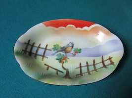 Bird Vanity Dish Oval Tray 7 X 5 Made in Germany Handpainted - £43.34 GBP