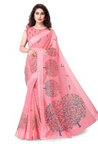 saree for women Cotton Blend Madhubani Printed designer with blouse piece - $39.00
