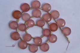 Nice, 22 pieces faceted pink chalcedony disk briolette gemstone beads, 10--11 mm - £51.12 GBP
