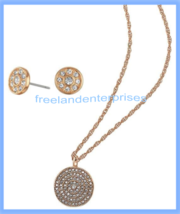 Necklace Earring STUDIO 1886 RoseGoldtone &amp; Pave Necklace &amp; Earring Set - £18.46 GBP