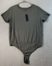Lulus Bodysuit Womens Size Medium Gray Rayon Knit Short Casual Sleeve Ro... - $16.69