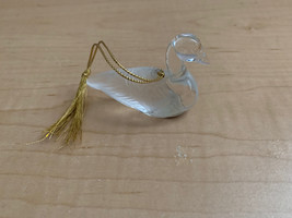 1990 LENOX Crystal Christmas Goose Ornament/Figure w/Gold Tassel 2.5" L - $15.84