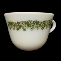 6 Vintage Crazy Daisy Pyrex Milk Glass Coffee Cups Spring Blossom VTG Mugs Green - £30.02 GBP