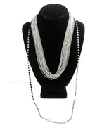 MULTI STRANDS 19 CHAIN Necklace Silvertone Vintage 1 LONG Strand is RHIN... - €16,65 EUR