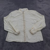 Roppolia Shirt Womens White Long Sleeve Botton Up Shoulder Pads Blouse - £15.80 GBP