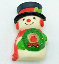 Snowman Brooch Plastic Vintage Christmas Xmas Winter Holidays - $7.98
