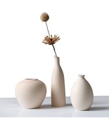 Abbittar Ceramic Vase Set Of 3, Small Flower Vases For Rustic Home, Beige. - £33.49 GBP