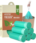 100 Compostable Small Trash Bags 4 Gallon, Drawstring, Unscented Garbage... - $32.49