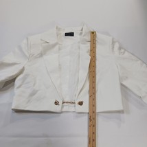 White Fox Women's White Open Front Cropped Blazer Jacket Size Medium image 7