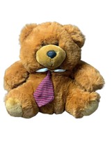 Vintage Tb Trading Teddy Bear 10&quot; Tan Plush Stuffed Animal Beige Striped Bow Tie - £12.70 GBP