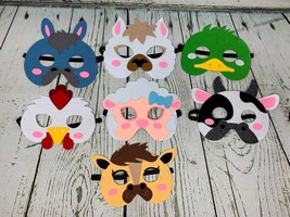 Felt Animal Masks for Jungle Birthday Party Favors 7pc - £15.41 GBP