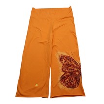 Upload Pants Womens L Orange Butterfly Print High Elastic Waist Wide Leg... - $16.71