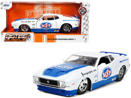 1973 Ford Mustang Mach 1 MSP White Metallic Blue Bigtime Muscle Series 1/24 Diec - £29.84 GBP